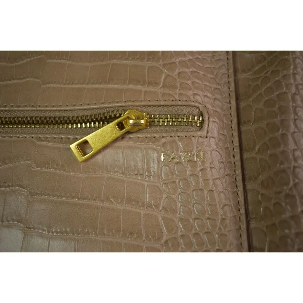 Fawn Designs The Original Diaper Bag Beige Tan Alligator Faux Leather Backpack